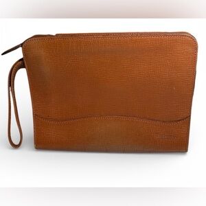 Burberry Tan Leather Wristlet Clutch